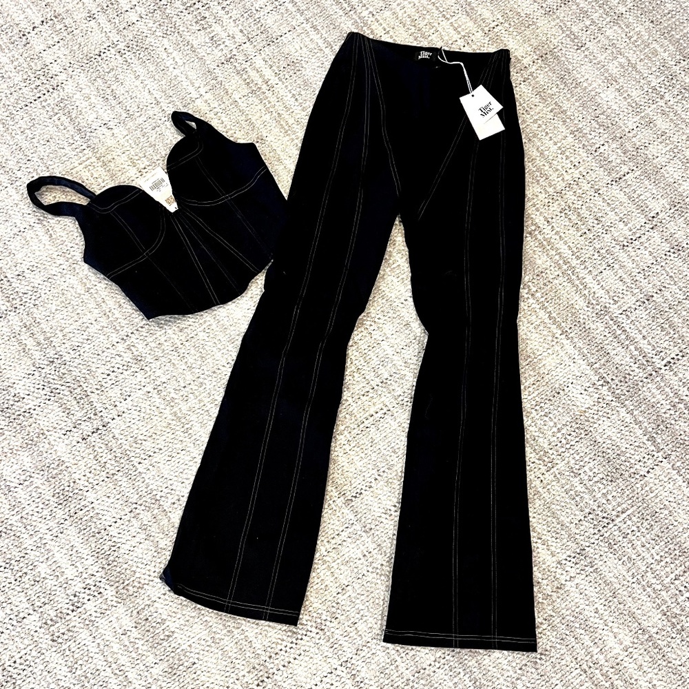 NWT Tiger Mist Set Black Bustier and Pants Size Medium